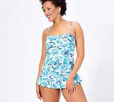 Turn heads in this twist-neck tankini and make a splash wherever you go -- from the beach to the boardwalk and everywhere in-between! From La Blanca. High Neck Tankini Top, High Neck Tankini, Floral Tankini, Bandeau Tankini, One Shoulder Swimsuit, Printed Tankini, Swimming Bathing Suits, Swimsuits Hot, 2 Piece Swimsuits