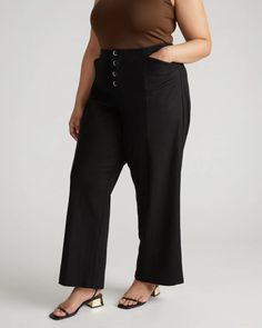 Coastal Linen Pants - Black | Universal Standard Universal Standard, Linen Trousers, Work Pants, Linen Pants, Pants Black, Brunei, Black Pants, Straight Leg, Pants