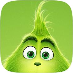 the grin face from the grin movie is shown with green eyes and long, fluffy hair