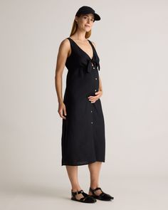 Elevate your maternity style with the 100% European Linen Maternity & Nursing Tie Front Midi Dress. Crafted for comfort and elegance, this dress seamlessly transitions from pregnancy to nursing with its thoughtful design. Made from premium European linen, it offers breathability and a soft touch against the skin. Linen Maternity, Maternity Style, Pre Pregnancy, Maternity Fashion, Quince