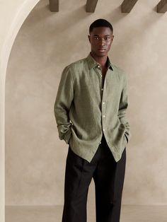 Castello Linen Shirt | Banana Republic Spring Relaxed Fit Ramie Shirt, Spring Relax Fit Ramie Shirt, Casual Long Sleeve Flax Shirt, Spring Linen Shirt For Casual Gatherings, Classic Flax Tops For Spring, Unstructured Linen Shirt, Classic Spring Flax Tops, Relaxed Fit Linen Shirt In Flax Color, Relaxed Fit Linen Shirt