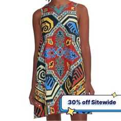 Loose-fit, mid-length sleeveless dress with silky handfeel. Printed on both sides. Machine washable. Size range XS-2XL. Bohemian A-line Printed Sundress, Bohemian Multicolor A-line Sundress, Colorful Pattern Sleeveless Midi Dress For Vacation, Casual Sleeveless Midi Dress With Vibrant Print, Colorful Sleeveless Midi Dress For Vacation, Multicolor Bohemian A-line Sleeveless Dress, Casual Sleeveless Midi Dress With Colorful Pattern, Bohemian Multicolor A-line Sleeveless Dress, Sleeveless Patterned Dress With Abstract Print