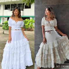 Bohemian Ruffle Maxi Skirt,boho Layered Skirt,cream Cotton Skirt,2 Piece Set in Skirt,maternity Set for Photoshoot,2piece Set Wedding Dress. - Etsy Casual White Maxi Skirt With Ruffles, Cream Flowy Ruffled Maxi Skirt, White Bohemian Tiered Maxi Skirt, Bohemian Cream Ruffled Skirt, Bohemian Off-white Ruffled Maxi Dress, Ruffle Maxi Skirt, Maxi Skirt Boho, Layered Skirt, Cotton Skirt