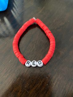 Elastic clay bead bracelet. Red beads with word "RED". Elastic is clear. Clay Bead Bracelet, Clay Bracelet, Red Beads, Clay Bead, Red Bracelets, Red Clay, Red Bead, Portsmouth, Clay Beads