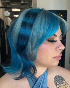 Aqua energy 💧 @kayla.hardcorehair created this inspirational hair art using Lunar Tides 🎨 Blue Raccoon Tail Hair, Graduation Hair, Hair Colour Design, Haircut Inspo, Light Blue Hair, Dark Blue Hair, Hair Color Underneath, Teal Hair