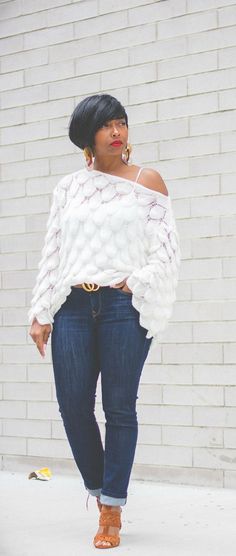 Dress For Fall, Autumn Look, Fall Inspiration, Express Jeans, Cream Sweater, Fashion Fall, Off The Shoulder Top, Style Blog