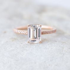 Moissanite wedding set with bundle bargain Emerald Cut Solitaire, Engagement Ring For Her, Emerald Cut Moissanite, Mens Silver Necklace, Pave Engagement Ring, Types Of Diamonds, Silver Wedding Bands, Local Jewelry, Pave Setting