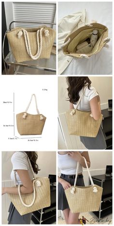 Bird in Bag – Minimalist Capacity Woven Single-Sided Tote Bag for Commuting – Bird in Bag Casual Handheld Canvas Bag For Vacation, Spring Travel Bag In Solid Color, Solid Color Travel Bag For Spring, Casual Bucket Bags In Solid Color, Casual Rectangular Canvas Bag, Casual Summer Shoulder Bag In Solid Color, Casual Solid Color Bags For Daily Use, Casual Solid Color Shoulder Bag For Summer, Rectangular Solid Color Bucket Bag For Travel