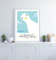 there is a white duck on the wall