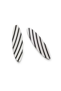 Silver Earrings - Rich, matte-black oxidization accentuates the carved diagonal stripes detailing these substantial sterling silver oval earrings. Sterling silver posts. Oval Earrings, Artful Home, Oval Earring, Diagonal Stripes, Earrings Sterling Silver, Precious Metals, Post Earrings, Matte Black, Silver Earrings