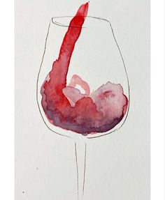 a drawing of a wine glass filled with red liquid