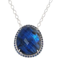 Colleen Lopez Gemstone Doublet Pavé Halo Pendant with Chain Fine jewelry that freshens up fashions. Find that in this charmer of a pendant. Vibrant gems frame the piece's robust gem doublet to give you a design that enlivens ensembles.       Pendant approx. 1-1/8"L x 15/16"W     Chain approx. 18"L x 1/16"W     Stamped .925 sterling silver; rhodium plating; pink rhodium accenting (Mother of Pearl/Pink Sapphire); polished finish      Pendant: hidden bail     Cable-link chain: lobster-claw clasp Sapphire Teardrop Pendant Necklace, Sapphire Pendant Necklace With Adjustable Chain, Sapphire Pendant Necklaces With Adjustable Chain, Labradorite Necklace With Gemstone Accents For Gift, Sapphire Necklace With Adjustable Chain, Sapphire Pendant Jewelry With Stones, Sapphire Oval Necklace With Natural Stones, Oval Sapphire Necklace With Natural Stones, Faceted Round Pendant Necklaces