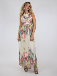 Get ready to flow through wedding season with this Abstract Flowy Halter Dress. Its subtle floral abstract print adds a touch of whimsy to any occasion. The flowy maxi design keeps you comfortable while you dance the night away. Maxi Design, Halter Maxi Dress, Floral Abstract, Halter Maxi, Maxi Dress Evening, Satin Maxi Dress, Halter Maxi Dresses, Pink Maxi Dress, Halter Style