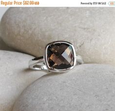 SALE Square Quartz Stackable Ring Cushion Shape by Belesas on Etsy Elegant Faceted Topaz Ring As Promise Ring, Elegant Faceted Topaz Ring For Promise, Elegant Faceted Topaz Promise Ring, Elegant Square Cut Topaz Ring Gift, Classic Stackable Topaz Ring As Gift, Sterling Silver Square Cut Topaz Ring Gift, Classic Stackable Topaz Ring Gift, Modern Cushion Cut Rings For Gift, Elegant Adjustable Topaz Ring Gift