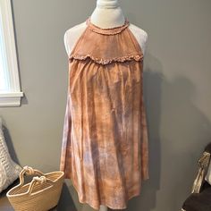 Nwt Must Have For The Summer. This Dress Is A Very, Very Light Tie-Dye. The Top Portion Is A Crochet Detail, With A Tie Back. This Is Brand New With Tags. Zara Sundress With Lace Trim, Brown Sleeveless Dress With Lace Trim, Sleeveless Brown Dress With Lace Trim, Zara Flowy Cotton Dress, Flowy Zara Cotton Dresses, Zara Sleeveless Dress With Lace Trim, Cotton Ruffle Halter Neck Dress, Cotton Halter Neck Dress With Ruffles, Zara Brown Sleeveless Dress