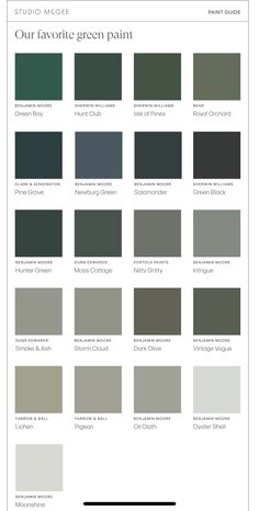 the color chart for our favorite green paint