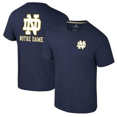 Notre Dame Fighting Irish pride is easy to see in this Logo Lockup 2-Hit T-Shirt from Colosseum. Innovative Active Blend fabric delivers breathability and flexibility for casual wear or activities, while the small team logo on the front and stacked logo and wordmark across the back ensure your favorites are well represented. This tee is a must-have for any Notre Dame Fighting Irish fan wanting to add some school spirit to their outfit. Athleisure Jersey T-shirt With Letter Print, Casual Moisture-wicking Top For College, Jersey Fan Apparel Tops For College, Casual Moisture-wicking Team-colored Top, Team-colored Casual Top With Moisture-wicking, Casual Team-colored Top With Moisture-wicking, Athleisure Crew Neck T-shirt For College, Sporty Relaxed Fit T-shirt For Fan Gear, Athleisure Moisture-wicking T-shirt For College