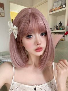 Get the perfect kawaii look with our pink short straight bob cut synthetic wig! This vibrant pink wig is the ideal accessory for achieving a cute and playful style. The high-quality synthetic fibers create a natural-looking texture and shine.   Please note that this product includes only the wig. Elevate your kawaii fashion with this must-have wig! Garment Size SizeFree SizeHair Length32 Pink Hair Bob, Straight Bob Cut, Kawaii Wigs, Double Ponytail, Short Straight Bob, Steampunk Fashion Male, Cosplay Hair, Playful Style, Pink Wig