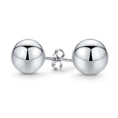 10 Minimalist Silver Earrings With Round Beads, Sterling Silver Sphere Earrings, Silver Spherical Earrings As Gift, Silver Sphere Earrings For Pierced Ears, Sterling Silver Sphere Earrings For Gift, Carat Size Chart, Bead Ball, Ball Stud Earrings, Small Earrings Studs