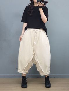 Style: Street Material: Cotton Blend Pattern: Solid Color Length: Ninth Pants/Skirts Decoration: Tassel Closure Type: Drawstring Silhouette: Harem Gender: Female Season: Summer #harempants #cotton #beige #fishermanpants Summer Cotton Straight Bottoms, High Waist Beige Cotton Harem Pants, Summer Cotton Wide-leg Pants, Trendy Summer Cotton Harem Pants, Trendy Cotton Harem Pants For Summer, High-waist Summer Cotton Pants, High Waist Cotton Summer Pants, Summer High Waist Cotton Pants, Baggy Cotton Summer Bottoms