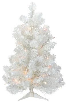 a white christmas tree with lights on it