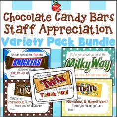 chocolate candy bar appreciation variety pack bundle with free printables for teachers and parents