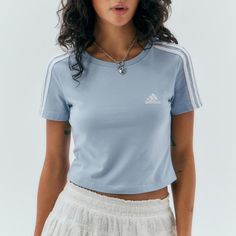 Nwt Light Blue Adidas Cropped Baby Tee. It Is A Slightly Stretchy Material And Feels Like Very Nice Quality. Size Medium Women’s. Light Blue Adidas, Adidas Baby, Adidas Crop, Adidas Tops, Blue Adidas, Baby Tee, School Outfit, Infant Tees, Stretchy Material