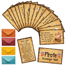 pirate scavenger hunt cards and envelopes