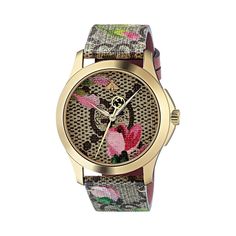 Gucci Women's YA1264038 G-Timeless Multicolored Canvas Watch Gucci Floral, Timeless Watches, Pink Watch, Skeleton Watches, Gucci Watch, Gucci Monogram, Buy Gucci, Unisex Watches, Patek Philippe