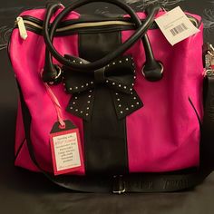 Brand New With Tags Betsy Johnson Weekender Tote In Hot Pink, Black And Gold Accents. Trendy Pink Bag For Night Out, Black And Gold Accents, Betsey Johnson Bags, Betsy Johnson, Weekender Tote, In Hot, Womens Tote Bags, Gold Accents, Black And Gold