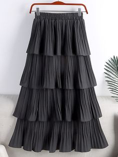 SPECIFICATIONS Material: Polyester Gender: WOMEN Fabric Type: Woven Dresses Length: Mid-Calf Decoration: RUFFLES Size Garment Flat Measurements (cm) One Size: Waist 60-90 Length 79 1 cm = 0.39 in , 1 in = 2.54 cm 1. Measurements may exist 1-3 cm errors due to manual measuring.2. To further confirm whether the One Size of this garment fits you, please refer to the garment flat measurements, comparing them to your body measurements to confirm. 3. If you are still not sure about whether the One Siz Woven Dresses, Skirt Elegant, Tiered Midi Skirt, Elegant Skirt, Black Midi Skirt, Woven Dress, White Skirts, Body Measurements, Mid Calf