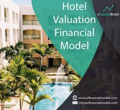 the hotel's financial model is displayed in front of a pool and palm trees