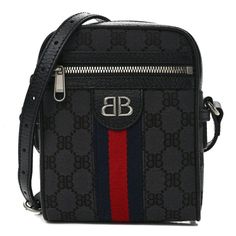 This is an authentic GUCCI X BALENCIAGA BB Monogram Web Ophidia Shoulder Zip Bag in Black. This stylish tote is crafted of Gucci Monogram style canvas with a BB logo. The bag features an eternal zipper pocket, leather trim, and an adjustable leather shoulder strap. The top opens to a black fabric interior. Gucci Rectangular Bag With Embroidered Logo, Gucci Designer Bag With Embroidered Logo, Designer Gucci Bag With Embroidered Logo, Designer Shoulder Bag With Embroidered Logo For Travel, Designer Black Bags With Monogram Print, Luxury Embroidered Logo Crossbody Bag, Luxury Shoulder Bag With Embroidered Logo For Daily Use, Designer Shoulder Bag With Embroidered Logo For Everyday, Black Monogram Canvas Bag With Monogram Print