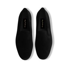 The Plain Jane Slippers From May Anthony Epitomize Luxury And Indulgence. Crafted Individually By Hand, These Loafers Feature Premium Velvet Material, Capturing The Essence Of Savoring Life's Finer Moments. Leather Lined Insole For Extra Support & Comfort Stacked 0.75 Inch Heel Runs True To Size Black Almond Toe Slip-ons For Galas, Black Slip-ons With Leather Sole For Galas, Elegant Round Toe Slippers For Galas, Classic Slip-on Slippers With Round Toe, Classic Formal Slippers With Almond Toe, Formal Slip-on Closed Toe Slippers, Formal Closed Toe Slip-on Slippers, Classic Almond Toe Slippers For Formal Occasions, Elegant Black Slippers