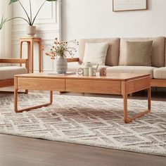 a living room scene with focus on the coffee table