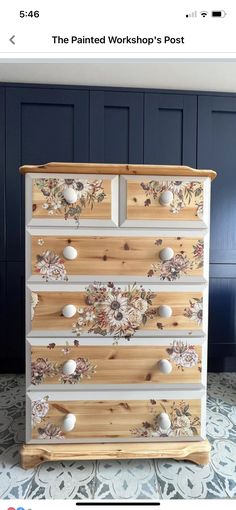 the painted workshop's post has been updated to look like an old dresser with flowers on it