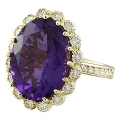 Stamped: 14K Total Ring Weight: 6.2 Grams Amethyst Weight 7.10 Carat (14.00x11.00 Millimeters)Diamond Weight: 0.90 carat (F-G Color, VS2-SI1 Clarity )Face Measures: 18.80x16.35 Millimeter SKU: [600478] Upscale Wedding, Kubler Ross, Golden Rings, Beautiful Tiaras, Glamour Nails, Yellow Gold Diamond Ring, Golden Ring, Hrithik Roshan, Gold Diamond Ring