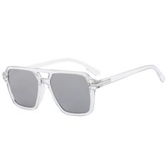 Grandpa Square Sunglasses - Experience the perfect blend of classic style and modern sophistication with our Double Bridge Square Sunglasses. The dual bridge design provides added support and durability, while the square shape offers a versatile and timeless look. Rectangular Clear Plastic Sunglasses, Clear Rectangular Plastic Sunglasses, Clear Plastic Rectangular Sunglasses, Trendy Square Frame Aviator Sunglasses, Classic Square Frame Sunglasses For Party, Trendy Silver Rectangular Sunglasses, Modern Polycarbonate Sunglasses For Parties, Classic Anti-reflective Sunglasses For Party, Modern Polycarbonate Sunglasses For Party