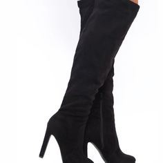 Knee High, Black Boats. Black Suede High Heel Knee-high Boots, Black Suede Knee-high High Heel Boots, Black Suede Knee-high High-heel Boots, Black Suede Knee-high Boots With High Heels, Trendy Black Suede Knee-high Boots, Denim Knee High Boots, Knee High Black Boots, Thigh High Stiletto Boots, High Black Boots