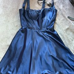 Nwt - B. Darlin Royal Blue Satin Party Dress. Women Size 3/4. This Dress Is Soft, Stretchy, Comfy And Simply Fabulous! Royal Blue A-line Mini Dress For Party, Blue Fitted Mini Satin Dress, Blue Fitted Satin Mini Dress, Fitted Blue Satin Mini Dress, Blue A-line Satin Dress For Spring, Blue Satin Mini Dress For Night Out, Blue Satin Dress With Sweetheart Neckline, Blue A-line Mini Dress For Party, Blue Satin Mini Dress For Formal Occasions