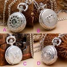 1pcs Butterfly, Crown, telephone disc Watch Charms Pendant with chain /pocket watch/Bridesmaid , Chr Christmas Gifts Friends, Watch Charms, Butterfly Crown, Clover Charm, Jewellery Making Materials, Pendant With Chain, Childrens Gifts, Silver Heart, Quartz Movement