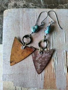 Turquoise Beaded Jewelry, Homemade Fashion, Turquoise Bead Jewelry, Primitive Jewelry, Rustic Earrings, Boho Style Earrings, Boho Style Jewelry, Artisan Earrings, Rustic Jewelry