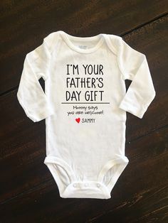 I'm Your Father's Day Gift onesie, Personalized Father's Day onesie, Kids shirt for Father's Day, Funny onesie, First Father's Day, Best dad Family Matching Onesie With Name Print For Father's Day, Cute White Onesie For Father's Day, Cotton Birthday Onesie For Father's Day, Birthday Onesie With Funny Text, Cotton Birthday Onesie, Personalized White Onesie For Father's Day, Customizable Cotton Onesie For Father's Day, Father's Day Gift Cotton Onesie, Cotton Onesie For Father's Day