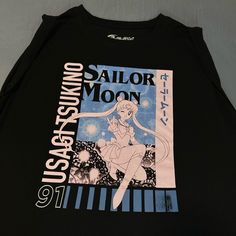 Sailor Moon - Women’s - Sleeveless - T-Shirt New! The Tag Not Being Screen Printed All The Way Is Like That From The Factory. Shirt Is Brand New! Size: Xl Women’s 25 1/2 Inches Length 21 Inches Pit To Pit ## 41 Sailor Moon Tshirt Design, Y2k Sleeveless T-shirt With Letter Print, Y2k Sleeveless Letter Print T-shirt, Black Sleeveless Graphic Tee, Sailor Moon Merch, Moon Board, Outfits Anime, Sailor Moon Shirt, Moon Tshirt