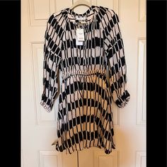 Nwt Mini Dress - Light Material, Fit Tts Casual Long Sleeve Lined Midi Dress, Casual Long Sleeve Lined Mini Dress, Mango Dresses, Mango Dress, Mango, Black White, Mini Dress, Womens Dresses, Black And White