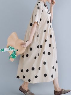 Sku CY-!88909 Material >70%Cotton Style Loose , Short Sleeves Feature Asymmetric , Polka-dot Neckline V-neck Occasion Simple , Vintage Seasons Summer Type Midi Dresses Color SAME AS PICTURE Size L,XL Please consult the size chart we provide for this item's measurements to help you decide which size to buy.Please note: There may be 1-3cm differ due to manual measurement.CMINCH Bust Shoulder Sleeve Length L 114 41.5 23.5 119 XL 120 43 24 120 Casual Polka Dot Midi Dress For Spring, Casual Polka Dot Midi Dress For Summer, Summer V-neck Polka Dot Midi Dress, Casual Polka Dot V-neck Midi Dress, Casual Polka Dot Midi Dress For Beach, Casual Beige Midi Dress With Asymmetrical Hem, Summer Polka Dot V-neck Midi Dress, Polka Dot V-neck Midi Dress For Vacation, Casual Polka Dot Midi Dress For Vacation