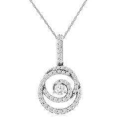 Royal 14K White Gold Diamond Spiral Pendant Necklace with 0.33 Carat Round-Cut Central Diamond Fine Jewelry With Spiral Brilliant Cut, Fine Jewelry With Diamond Accents In Spiral Shape, Fine Jewelry With Spiral Diamond Accents, Fine Jewelry With Spiral Shape And Diamond Accents, Fine Jewelry Spiral Diamond Jewelry, Fine Jewelry Spiral Diamond, White Gold Jewelry With Brilliant Cut In Spiral Shape, White Gold Spiral Jewelry With Brilliant Cut, Spiral Diamond Jewelry For Anniversary