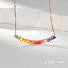 Natural Rainbow Sapphire Necklace Unique Gradient Ombre Necklace Dainty Minimalist Stacking Necklace Multi-color Simple Women Gift for Her - Etsy Rose Gold Multi-stone Sterling Silver Jewelry, Sterling Silver Rose Gold Multi-stone Jewelry, Rainbow Multi-stone Necklace In Fine Jewelry Style, Multicolor Fine Jewelry For Gift, Fine Jewelry Multicolor Gift, Multicolor Fine Jewelry As Gift, Elegant Multicolor Necklace For Her, Fine Jewelry Gift In Multicolor, Multicolor Jewelry Gift For Her