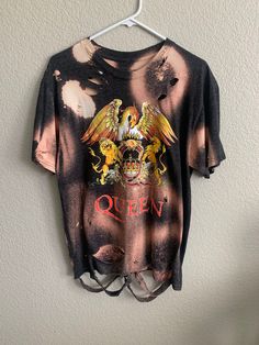 Queen Bleached Distressed T-Shirt Size LL 100% Brand New- Never Worn  This shirt has been individually distressed and freshly laundered.   Please reach out with any questions regarding the product.  Thank you for checking out my shop! Edgy Faded Distressed T-shirt, Edgy Distressed Crew Neck T-shirt, Faded Washed Band Merch T-shirt, Summer Distressed Band Merch T-shirt, Distressed Acid Wash Band Merch T-shirt, Grunge Acid Wash Distressed T-shirt, Distressed Cotton Grunge T-shirt, Distressed Grunge Crew Neck Top, Distressed Graphic Tee In Washed Black