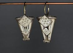 Antique Nagali silver earrings - Rajasthan / Gujarat Silver Dangle Earrings With Bells, Traditional Earrings With Bells, Traditional Silver Bell Earrings, Traditional Silver Earrings With Bells, Silver Bell Earrings For Festivals, Silver Earrings With Bells For Festivals, Ornate Earrings For Rituals, Silver Ceremonial Earrings For Festivals, Traditional Silver Earrings For Ceremonial Occasion